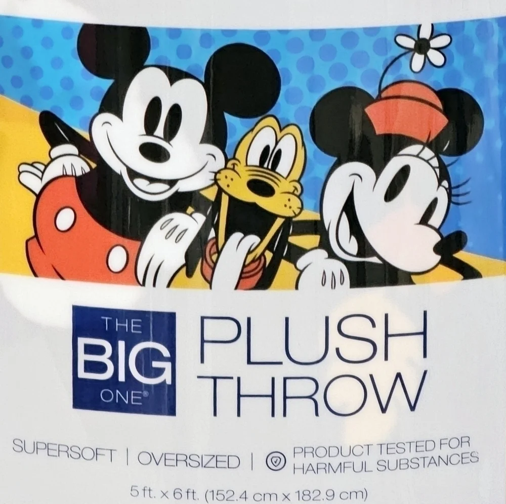 New! Disney Oversized Supersoft Mickey Minnie Mouse Printed Plush Throw Blanket